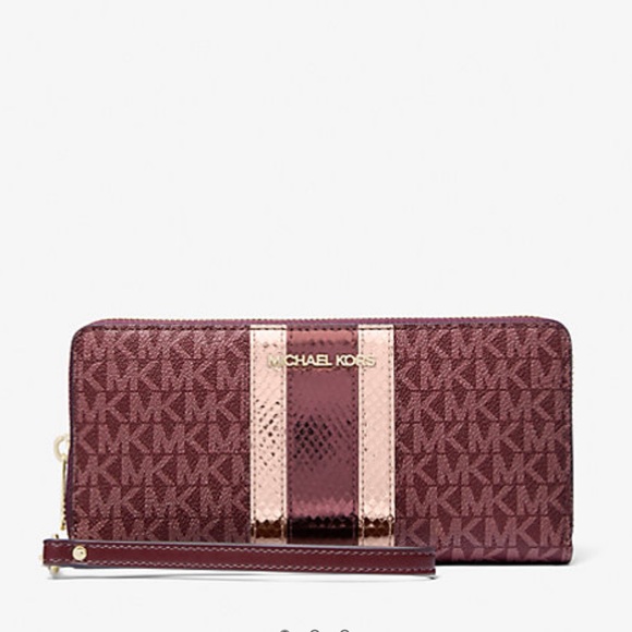 Michael Kors Jet Set Travel Large Signature Logo and Metallic Continental Wallet - Picture 3 of 16